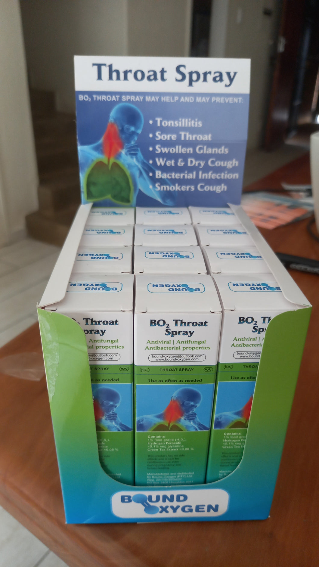 BO2 Throat Spray (30ml) on Display Box *12